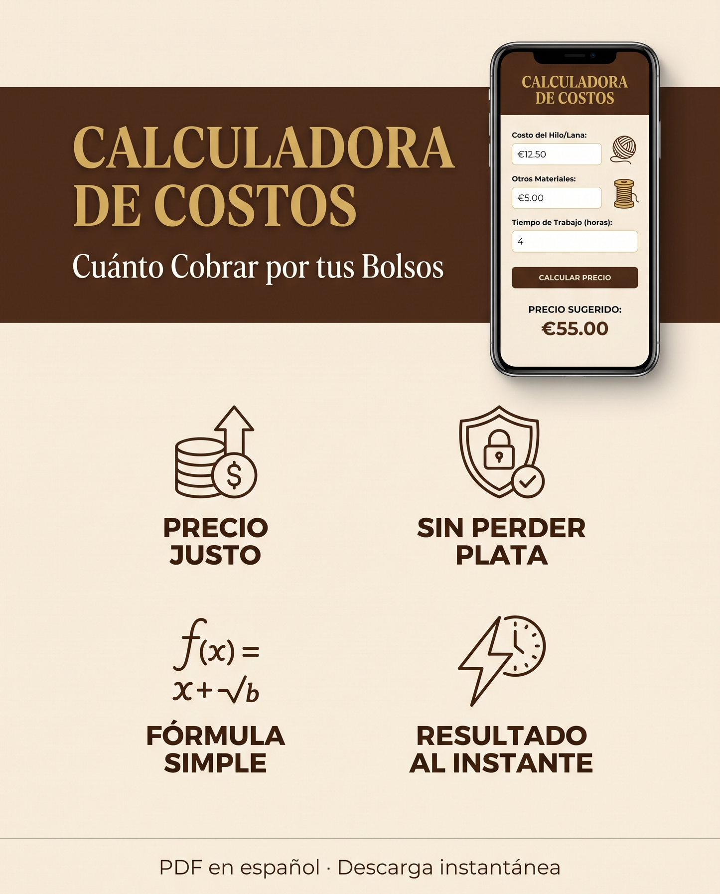 💰 TU CALCULADORA DE COSTOS: Cuánto Cobrar por tus Bolsos