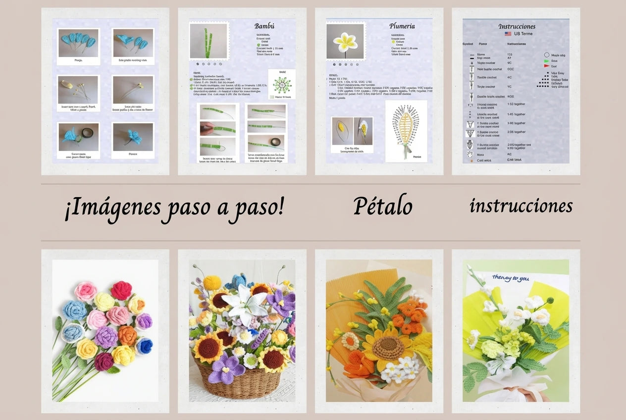 🌸Kit +800 Patrones de Flores a Crochet en Español + 6 BONOS 🎁