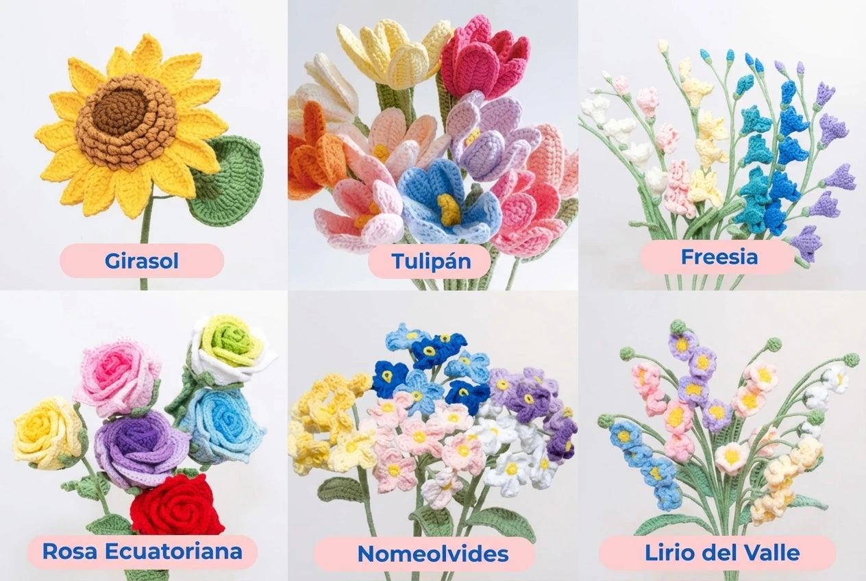 🌸Kit +800 Patrones de Flores a Crochet en Español + 6 BONOS 🎁