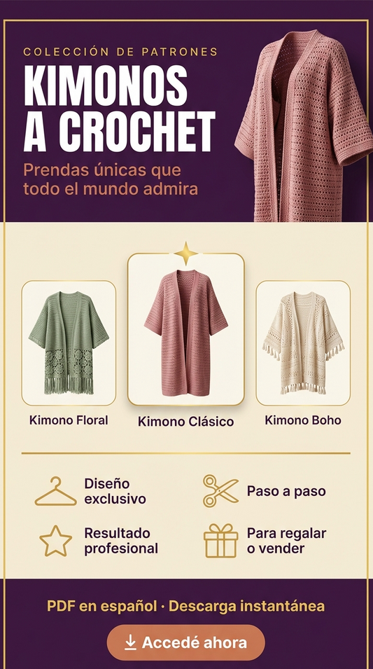 Kimonos a Crochet — Patrones Para Tejer Prendas Únicas que Todo el Mundo Admira