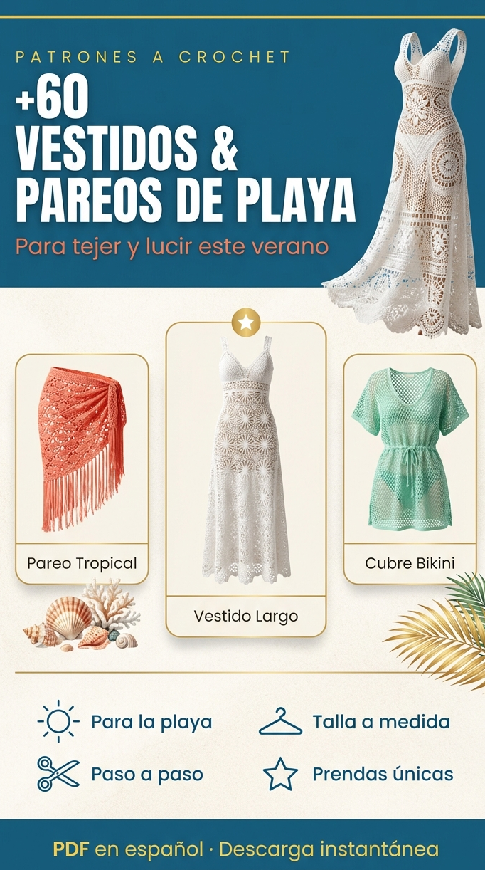 👗+60 Vestidos y Pareos de Playa a Crochet — Para Tejer y Lucir en Verano