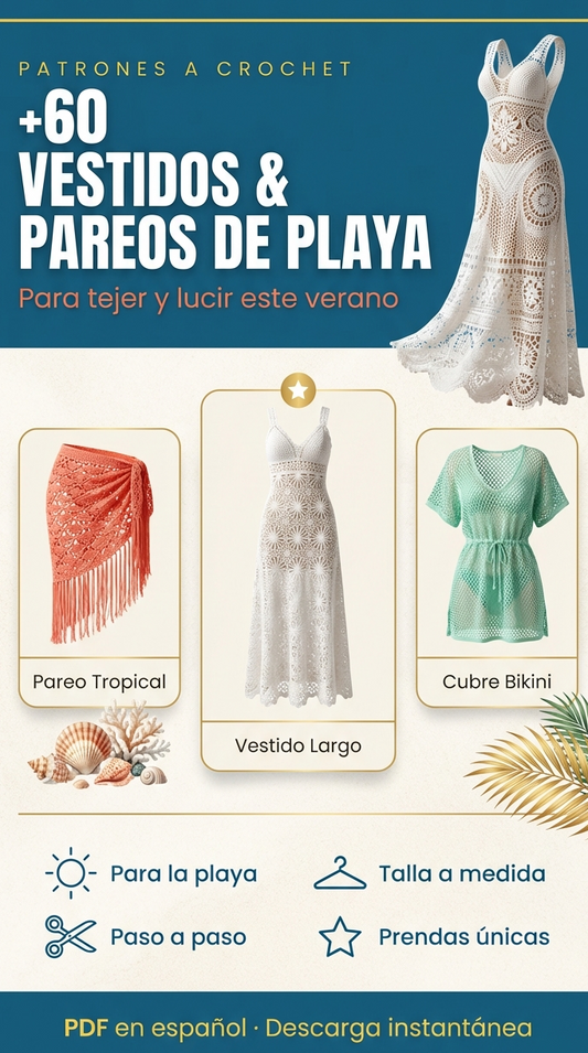 👗+60 Vestidos y Pareos de Playa a Crochet — Para Tejer y Lucir en Verano
