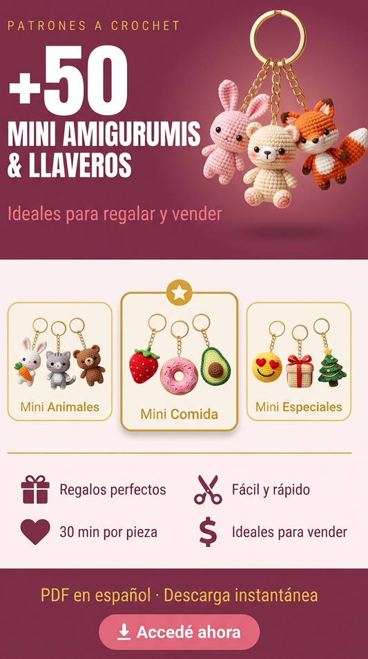 Mini Amigurumis: +50 Llaveros en Crochet 🧶 — Ideales Para Regalar y Vender